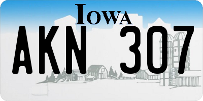 IA license plate AKN307