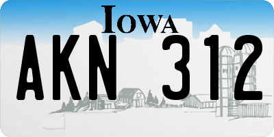 IA license plate AKN312