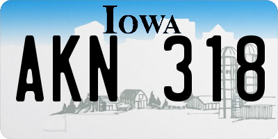 IA license plate AKN318