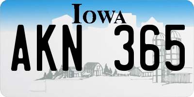 IA license plate AKN365