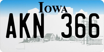 IA license plate AKN366
