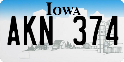 IA license plate AKN374