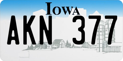 IA license plate AKN377
