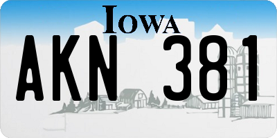 IA license plate AKN381