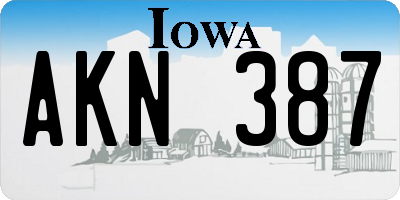 IA license plate AKN387