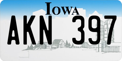 IA license plate AKN397