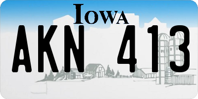 IA license plate AKN413