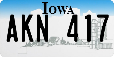 IA license plate AKN417