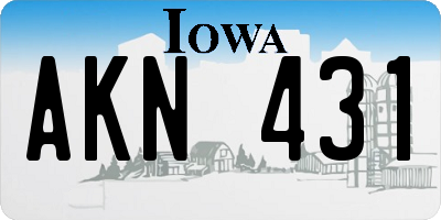 IA license plate AKN431