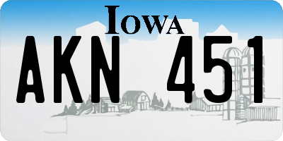 IA license plate AKN451