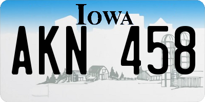 IA license plate AKN458