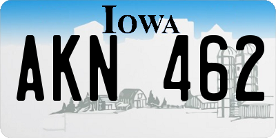 IA license plate AKN462