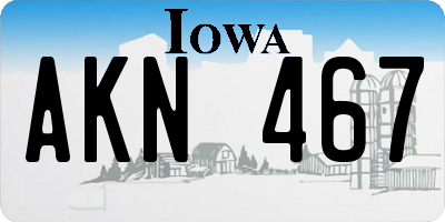 IA license plate AKN467