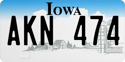 IA license plate AKN474