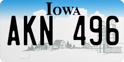 IA license plate AKN496