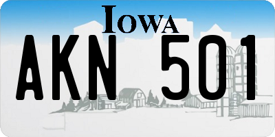 IA license plate AKN501