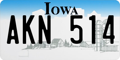 IA license plate AKN514