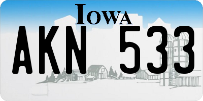IA license plate AKN533