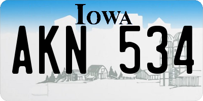 IA license plate AKN534