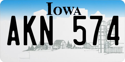 IA license plate AKN574