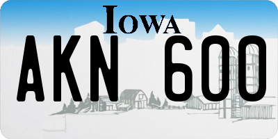 IA license plate AKN600