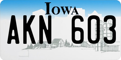 IA license plate AKN603