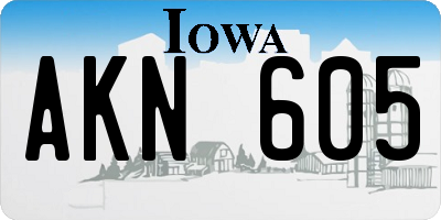 IA license plate AKN605