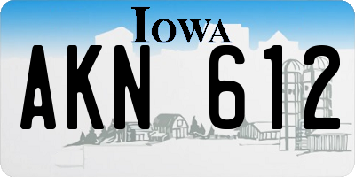 IA license plate AKN612