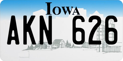 IA license plate AKN626