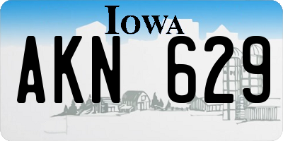 IA license plate AKN629