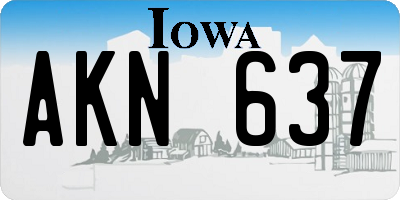 IA license plate AKN637