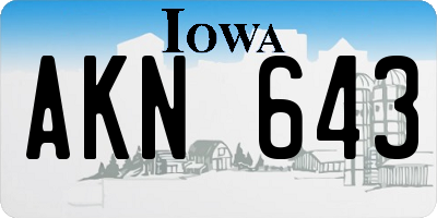 IA license plate AKN643