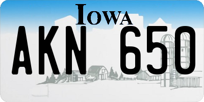 IA license plate AKN650