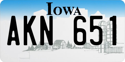 IA license plate AKN651