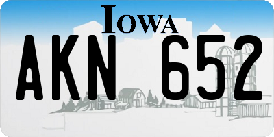 IA license plate AKN652