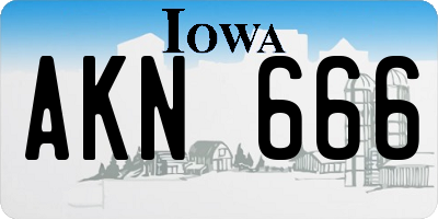 IA license plate AKN666