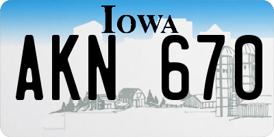 IA license plate AKN670