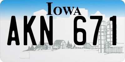 IA license plate AKN671