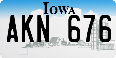 IA license plate AKN676