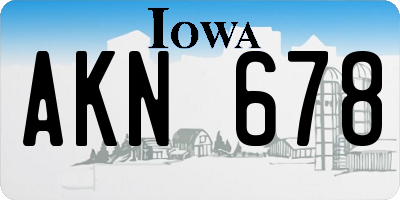 IA license plate AKN678