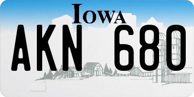 IA license plate AKN680