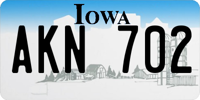 IA license plate AKN702