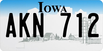 IA license plate AKN712