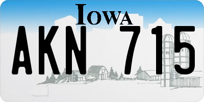 IA license plate AKN715