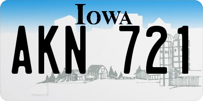 IA license plate AKN721