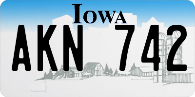IA license plate AKN742
