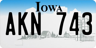 IA license plate AKN743