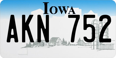 IA license plate AKN752