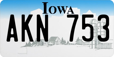 IA license plate AKN753