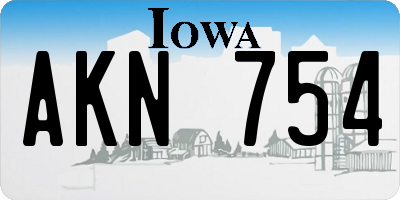IA license plate AKN754